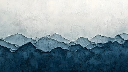 Poster - Decorative plastering resembling mountain range fading from blue to white