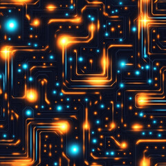 Fototapete - tiled  futuristic abstract background in a high-tech style. Shining lines and patterns resembling neural networks, connections, and digital circuits.