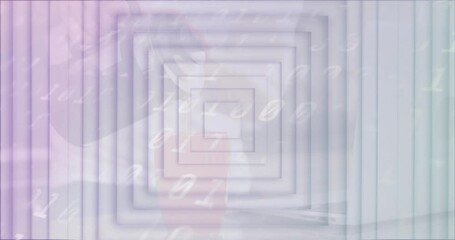 Poster - Animation of geometric square pattern with abstract numbers in pastel colors