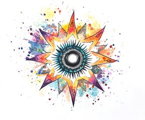 Poster - Colorful watercolor star radiating vibrant energy and creativity