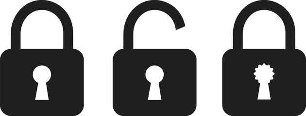 Lock Icon in trendy flat style set isolated on transparent background