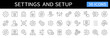© warmworld - Settings and Setup thin line icons set. Configuration, option, settings, control icon. Editable stroke. Vector