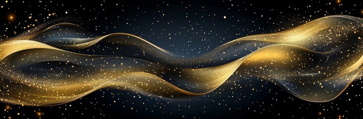 Poster - a grainy texture effect abstract banner with a brown and beige gradient wave on a dark background, d