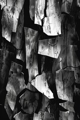 Poster - brutalist background showcasing sharp monochrome contrasts with rough textures and distorted pattern