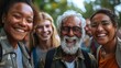 © AlirezA - Multigenerational friends enjoying a lively discussion in a park filled with laughter and joy