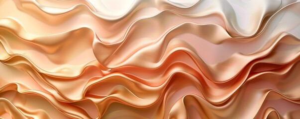 Poster - Fluid art-inspired background features seamless gradients and a metallic sheen in soft peach and cream colors