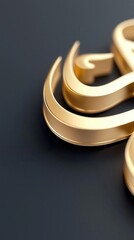 Poster - 3D-rendered golden Arabic lettering floating on a soft gradient black-to-navy background, smooth reflections and depth-enhanced elegance