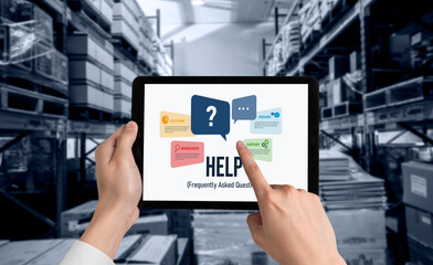Poster - help screen on the website provide answer to faq frequently asked question snugly with knowledge inf
