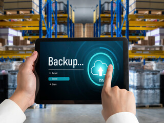 Poster - backup storage data internet technology business concept. database storage cloud technology file dat