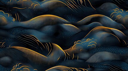 Fototapete - Seamless Pattern of Gravitational Waves Influence in Low Resolution Featuring Flowing Shapes and Curved Lines for Artistic Designs