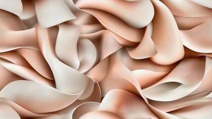 Fototapete - Elegant Seamless Pattern of Interwoven Flowing Ribbons in Soft Beige and Cream Tones for Artistic and Modern Design Applications