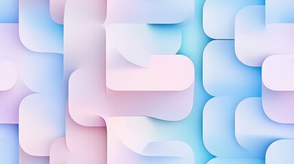 Fototapete - Seamless Rounded Corner Pattern with Nested Blocks in Pastel Color Palette for Modern Design and Creative Projects