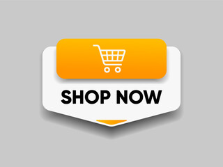 Poster - 3d buy now pay now blue button with hand cursor. Button hand pointer clicking. Click here banner with shadow. Click push button isolated. Online shopping.