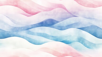 Fototapete - Gentle Seigaiha Waves Seamlessly Patterned in Soft Pastels of Pink, Blue, and White for Tranquil Backgrounds and Designs