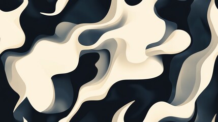 Fototapete - Abstract Smoke Patterns Seamless High Fidelity Design in Shades of Black and Cream for Modern Backgrounds and Creative Projects