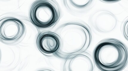 Fototapete - Abstract seamless pattern featuring swirling smoke rings and elegant eddies in soft grey and white tones for modern design projects