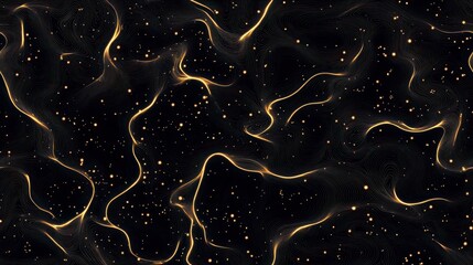 Fototapete - Seamless Stylized Pattern of Glistening Constellations Against a Dark Background for Creative Projects and Designs