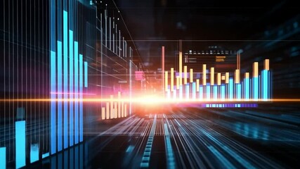Fototapete - Visual representation of data analytics in a futuristic digital environment with vibrant colors