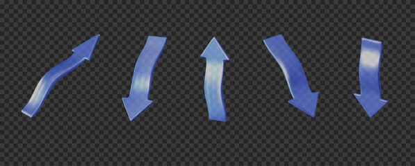 Poster - 3D glass arrows holographic in various directions. Suitable for futuristic designs, digital interfaces, tech presentations, navigation elements, and interactive graphics.