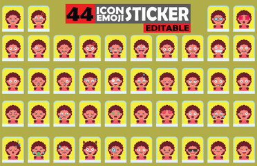 Poster - Collection of Playful Girl Emoji Stickers Embodying Diverse Emotions and Expressions