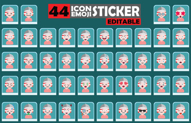 Poster - Collection of Diverse Character Emoji Stickers Showing a Range of Emotions and Expressions