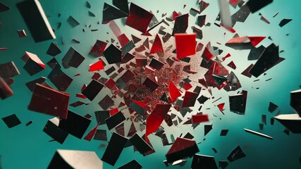 Poster - Floating objects collide in a vibrant explosion of color and motion, Abstract floating objects colliding with each other CGI Trendy backgrounds