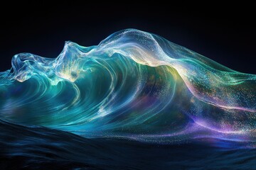 Poster - A luminous, ethereal wave crashes, its form shimmering with teal, purple, and gold light.