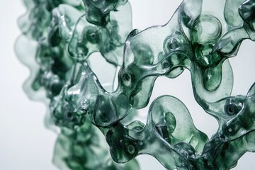 Aufkleber - Abstract green glass sculpture with flowing, organic forms, creating a sense of movement and fluidity.