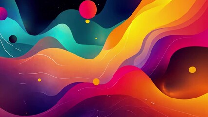 Poster - Colorful animated nebula background with vibrant waves and celestial elements, A colorful animated space nebula background Created with some elements made with generative AI