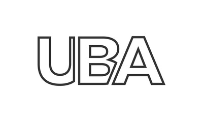 Poster - UBA logo design template with strong and modern bold text. Initial based vector logotype featuring simple and minimal typography. Trendy company identity.
