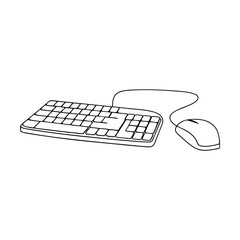 Poster - Simple Line Drawing Keyboard Mouse Computer Input Devices