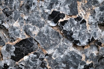 Aufkleber - Close-up of a dark, fractured rock surface with visible cracks and granular texture.