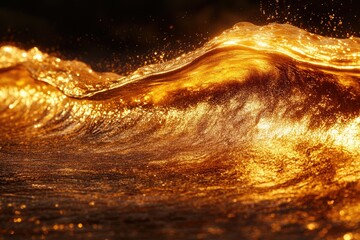 Poster - Golden hour sunlight illuminates an ocean wave, creating a breathtaking, liquid gold effect.