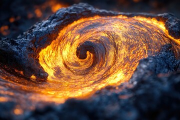 Aufkleber - Molten lava swirls in a mesmerizing vortex, creating a fiery, natural spectacle.