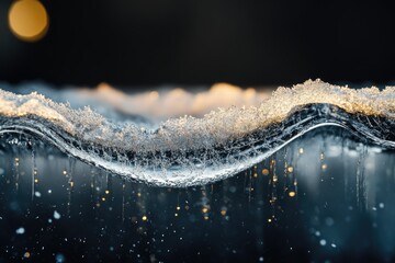 Poster - A frozen wave of ice, glistening with light, displays intricate details of nature's artistry.