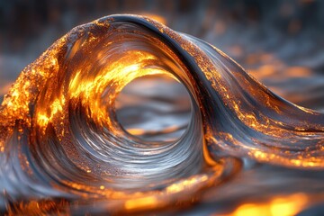 Aufkleber - A mesmerizing wave of liquid fire, glowing with intense orange and gold hues, creating a breathtaking spectacle.