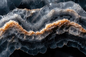 Aufkleber - Abstract image of onyx stone with swirling patterns and contrasting colors of gray, white, and orange.