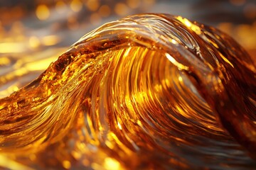 Aufkleber - A mesmerizing golden wave, illuminated by sunlight, showcasing its translucent texture and dynamic form.