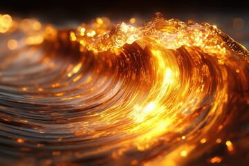 Aufkleber - A mesmerizing golden wave, lit from within, showcasing the beauty of nature's artistry.