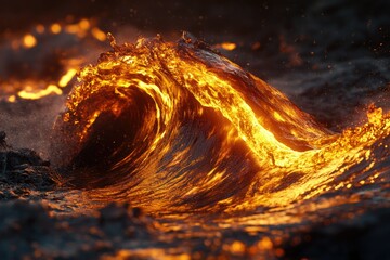 Aufkleber - A fiery wave of molten lava crashes, a breathtaking spectacle of nature's raw power.
