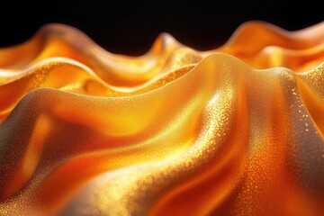 Poster - Golden fabric with glittering texture, luxurious and wavy folds.
