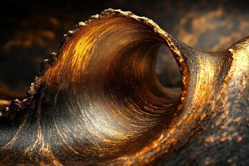 Aufkleber - A mesmerizing golden wave frozen in time, showcasing intricate texture and depth.