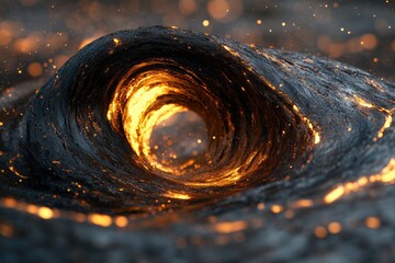 Poster - A mesmerizing vortex of dark, swirling lava with fiery orange embers glowing within.