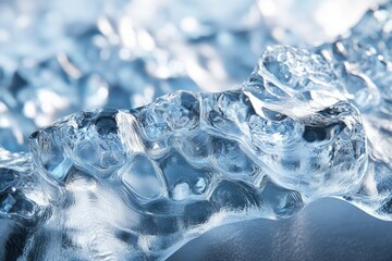 Aufkleber - Close-up view of translucent glacial ice, showcasing intricate textures and formations.