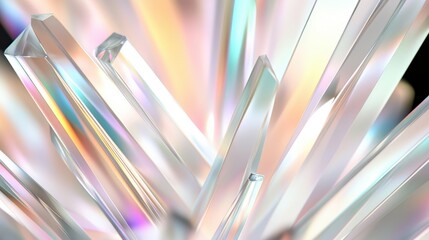 Poster - Iridescent crystal prisms refracting brilliant light, generating kaleidoscopic color spectrum with geometric prismatic reflections