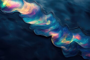Poster - Abstract artwork depicting iridescent swirls of color resembling an underwater scene or cosmic nebula.