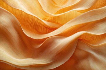 Aufkleber - Abstract image of flowing, amber-toned fabric creating soft, elegant waves and ripples.