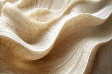 Poster - Abstract beige sculpture with flowing, wave-like forms and a smooth, textured surface.