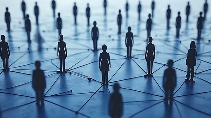 People Network on Blue Connected Abstract Background