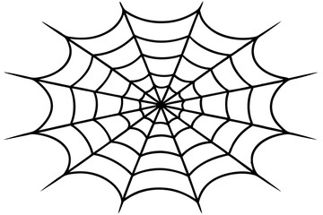 intricate web spun by a spider line art silhouette vector illustration